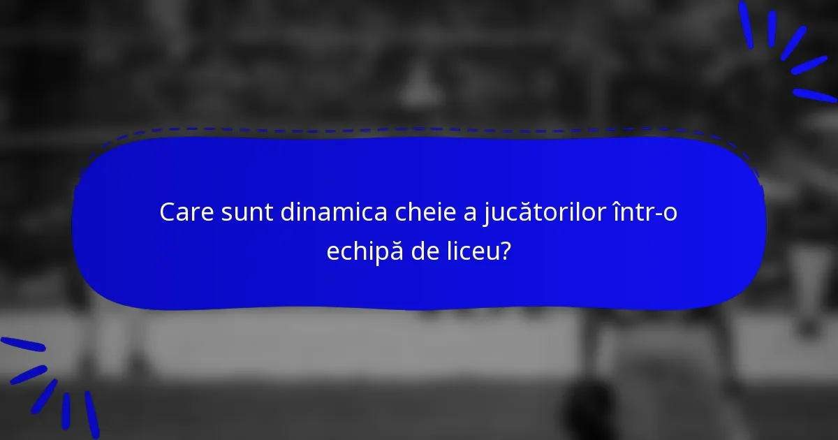 Care sunt dinamica cheie a jucătorilor într-o echipă de liceu?